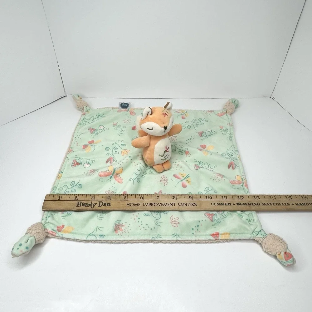 Mary Meyer Fairyland Fox Plush Lovey Security Blanket Floral Knotted Ends